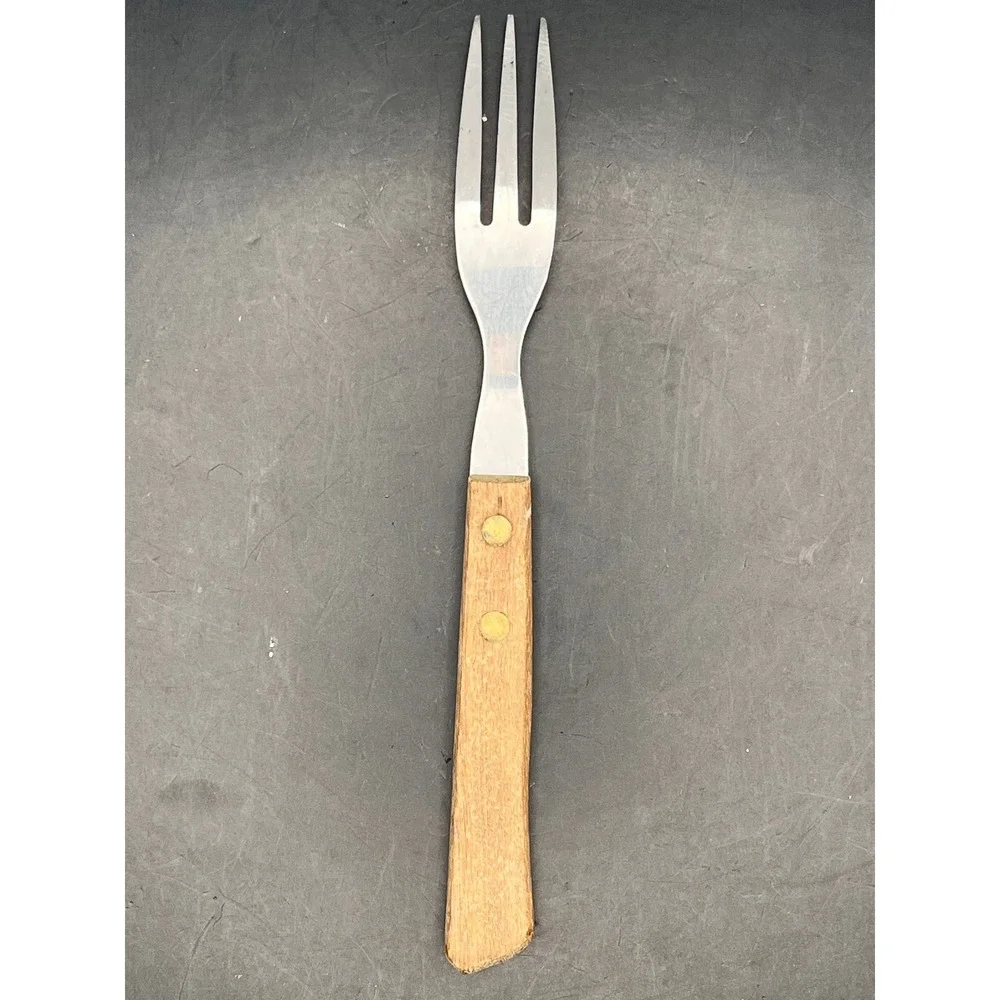 Vtg Japan Stainless‎ Steel Granny Fork With Wood Handle-7.5
